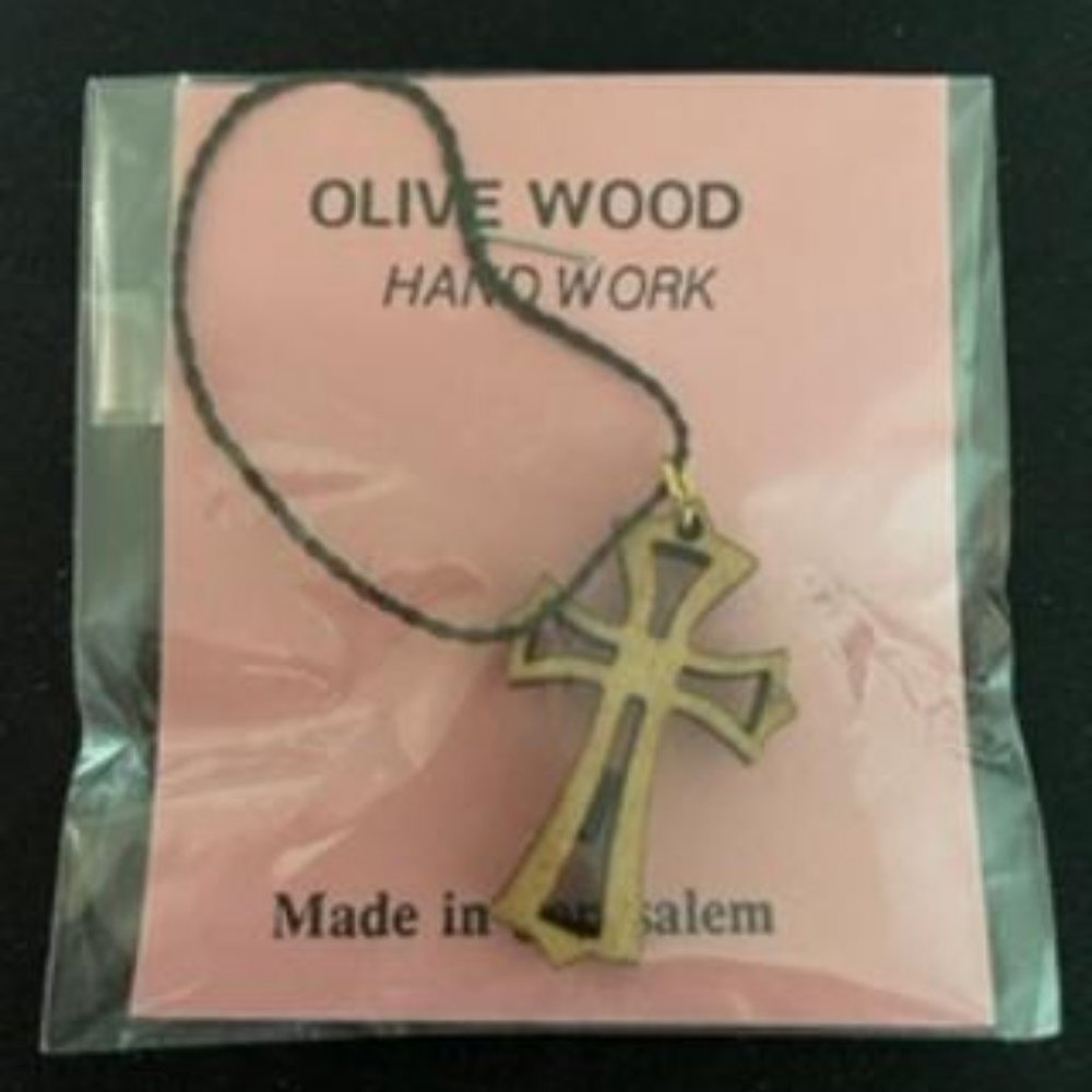 Olive Wood Cross Necklace. New.